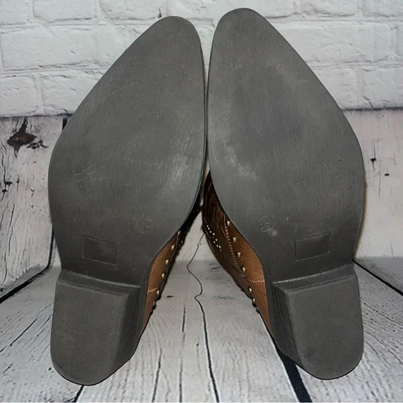 Vintage Women’s Brown Western Embroidered & Studded Cowboy Boots Size 8.5 - Picture 6 of 16